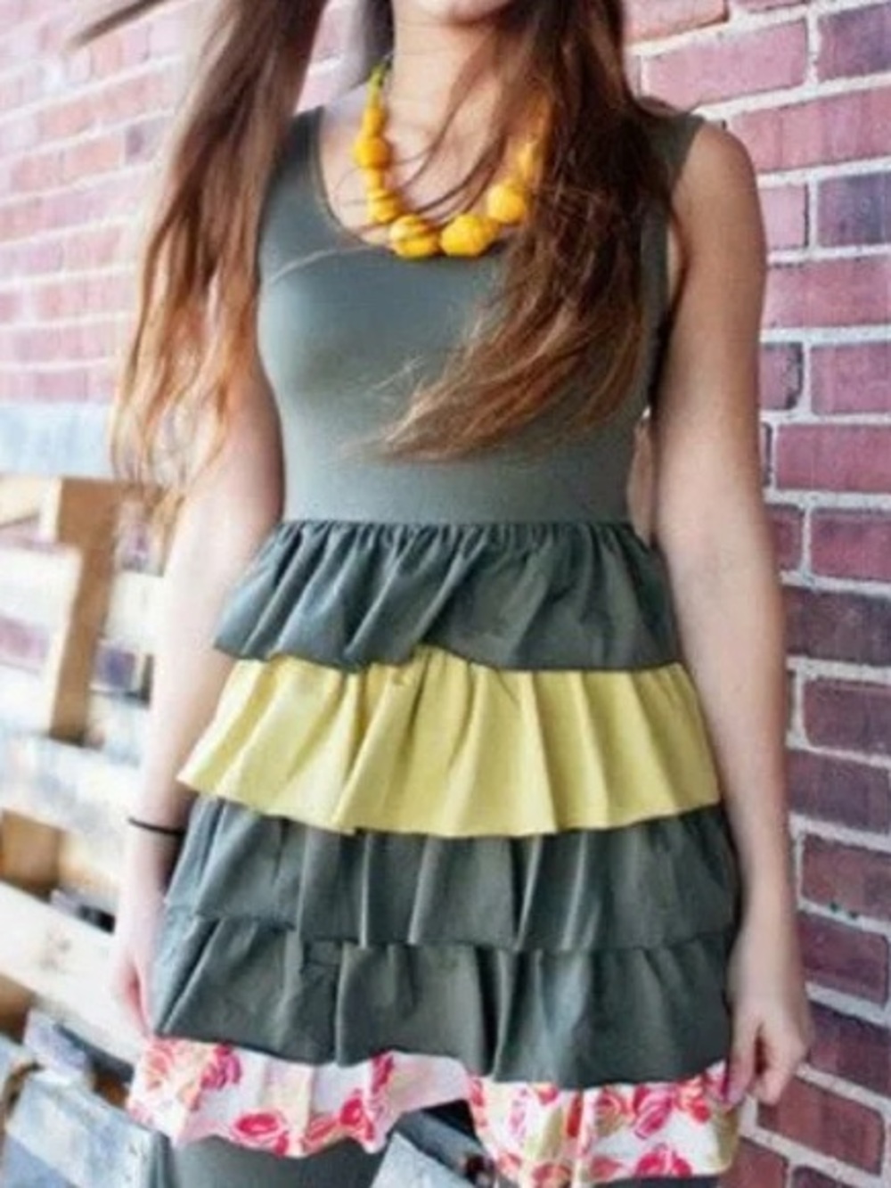 MATILDA JANE SERENDIPITY XANADU TIERED RUFFLE DRESS OLIVE SZ S